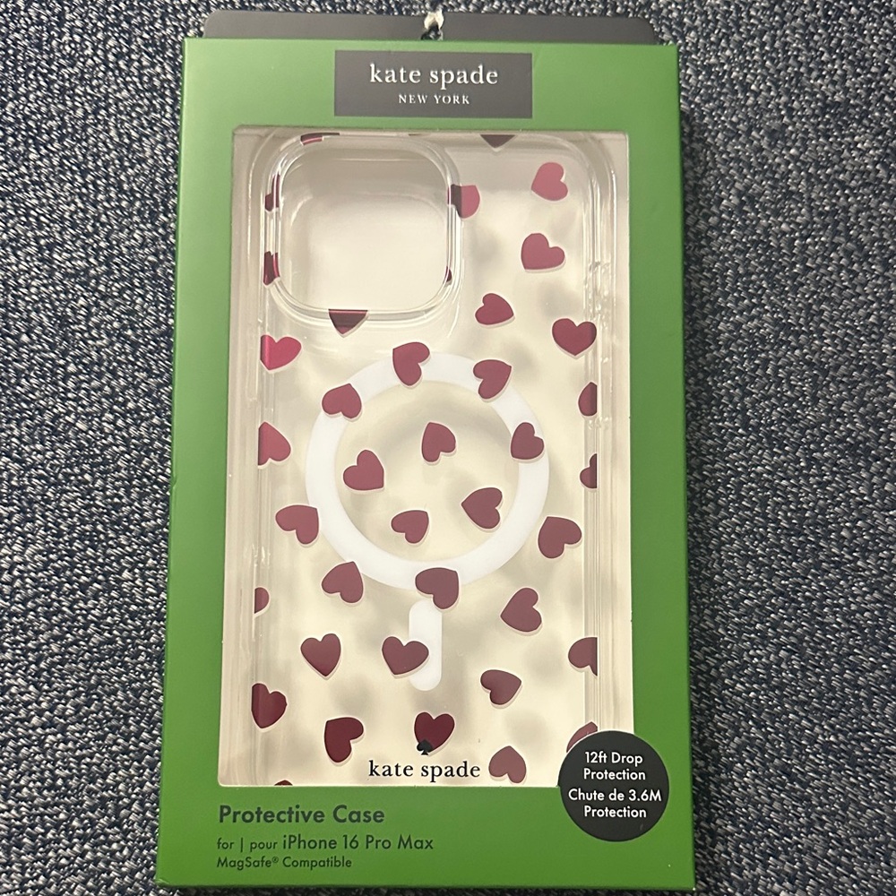 Kate spade Valentine’s clear heart iPhone 16 pro max case
